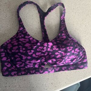 Lululemon Athletica Pink and Black Patterned Sports Bra